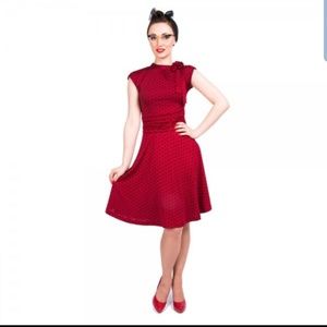 Lindy Bop Dottie Red Black Polka Dot Dress